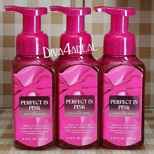 3x Bath Body Works PERFECT IN PINK Foaming Hand Soap Bundle